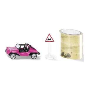 Siku VW Beetle Buggy toy car, pink, with traffic sign and beach sticker - Siku