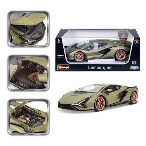 Bburago Lamborghini Sián FKP 37 1:18 Scale Model Car Collage with Details