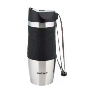 Kinghoff utazó bögre, 380ml, fekete és rozsdamentes acél, pánttal - Kinghoff