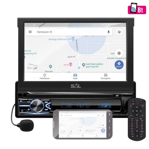 SAL VB X800i GPS Autórádió és multimédia lejátszó 7"-s LCD motoros érintő kijelző android USB Mirror Link Magyar nyelv telefonkihangosító Bluetooth vbx800i