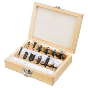 VERTO 12-piece router bit set with 8mm shank, for precise woodworking - Verto