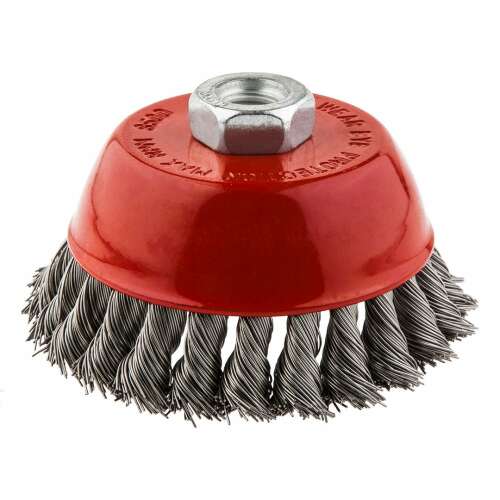 100 mm x M14 rozsdamentes acél drótkefe, fémfelületek tisztításához és sorjázásához