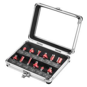 Graphite 12-teiliges Fräser-Set mit 8 mm Schaft, für präzise Holzbearbeitung, mit verschiedenen Schneidkantenformen - Graphite