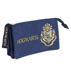 Harry Potter Hogwarts pencil case, blue with gold Hogwarts crest and lettering - Pencil Case