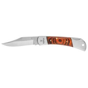 Topex folding knife with 75mm blade, stainless steel blade and body, wood handle - Pocket Knives and Folding Knife