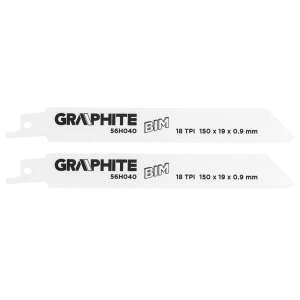 2 pack Graphite 56H040 BIM jigsaw blades, 150 x 19 x 0.9 mm, 18 TPI - Tool