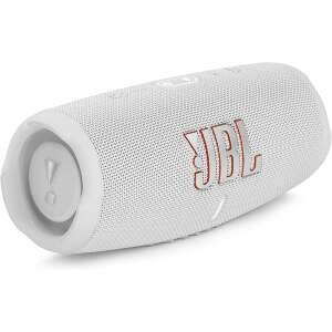 Difuzor portabil Bluetooth JBL Charge 5, alb, vedere din unghi - JBL Boxe Portabile