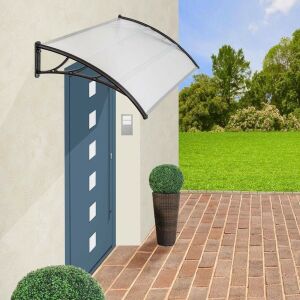 Erkélyvédő 120x90 cm transparent black door awning installed - Timeless Tools Patio awning