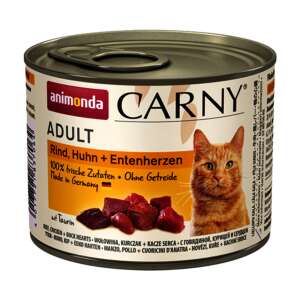 Animonda Carny Felnőtt Macskaeledel, Marha, Csirke és Kacsaszív, Gabona Nélkül, 100% Friss Hozzávaló, Készült Németországban - Animonda