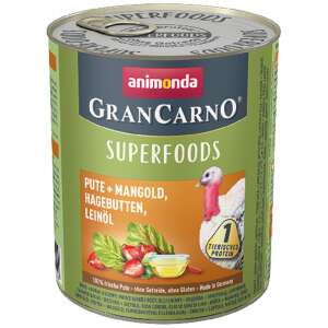 Animonda GranCarno Superfoods nedves kutyaeledel pulykával, mángolddal, csipkebogyóval és lenmagolajjal, 800g-os dobozban - Animonda