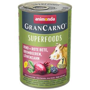 Animonda GranCarno Superfood Marha, cékla, szeder, pitypang nedves kutyaeledel, 400g - Animonda