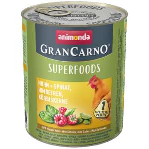 Animonda GranCarno Superfood Csirke, Spenót, Málna, Tökmag Nedves Kutyaeledel, 800g - Animonda