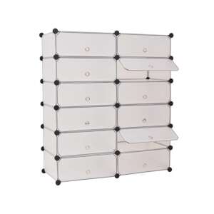 White plastic shoe storage cabinet with 12 shelves, assembled and on a white background - Shoe Storage