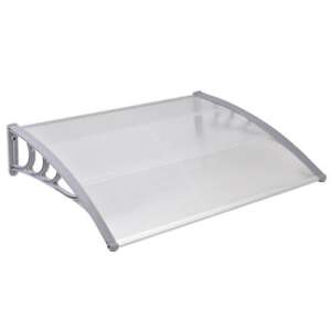 Markiza z poliwęglanu przezroczystego z białymi wspornikami ściennymi, 120 x 90 cm - Daszek wejściowy