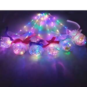 LED világító pálca fehér tüll masnival, 37 cm hosszú, elemmel működik, tökéletes bulikhoz és eseményekhez - Ajándék ötlet Valentin-napra