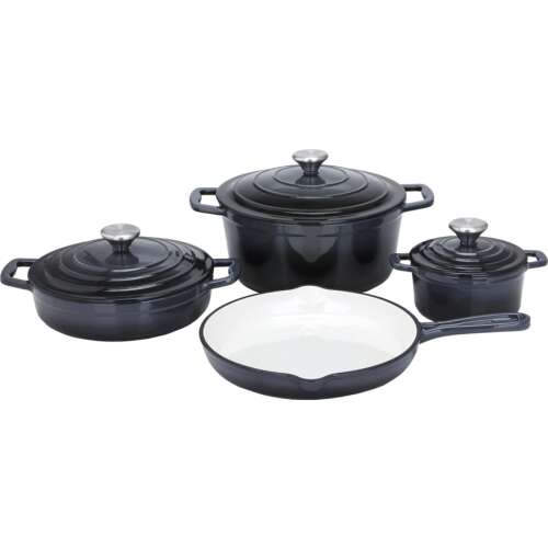 Carl Schmidt Sohn KOCH SYSTEME XANTEN, 7-piece high quality enamelled cast iron cookware set, black