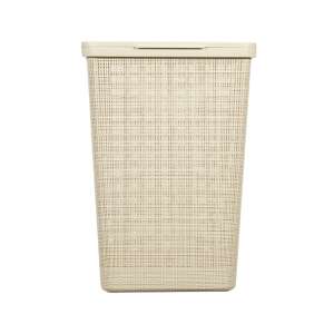 Beige Jute Wäschekorb mit Deckel, 58L - Wäschekörbe