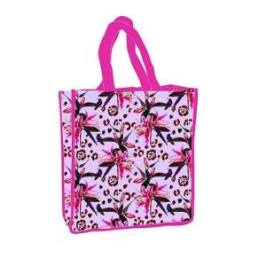 Virág lila virágmintás bevásárló táska, 34cm - Homyl