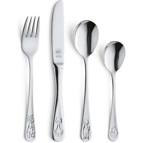 Carl Schmidt Sohn KIDS 4-teiliges Kinderbesteck-Set, Edelstahl, mit Tiermotiven