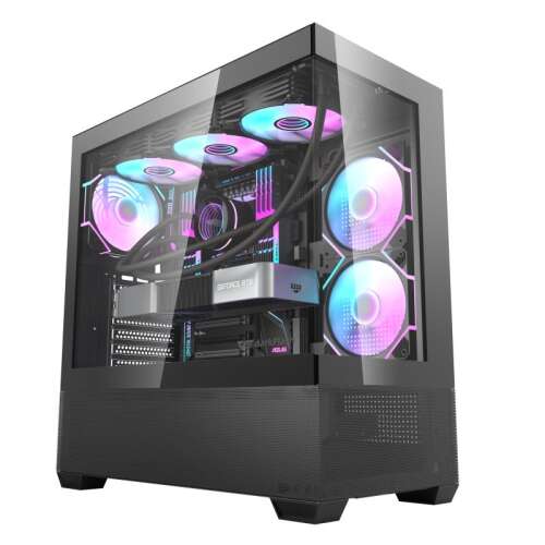 DARKFLASH DS900 AIR black computer case with tempered glass side panel and RGB fans