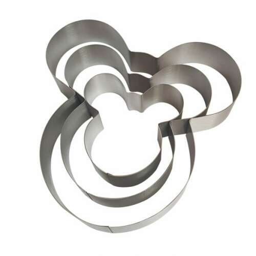 Egér Formájú 3 részes Tortasütő Forma - Rozsdamentes Acél