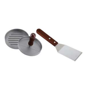 Carl Schmidt Sohn KOCH SYSTEME BRÜHL 3-teiliges Hamburger-Patty-BBQ/Grill-Set, enthält 2 Gussaluminium-Burger-Patty-Formen und 1 ergonomischen Wender aus Edelstahl mit Holzgriff - Gartengrill, Grillzubehör