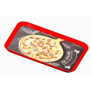 Gastro tálca pizza mintával, piros színben, 45x35 cm - Tálca