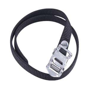 Fekete kerékpár pedál szíjak párja ezüst csattal - BikeTrade