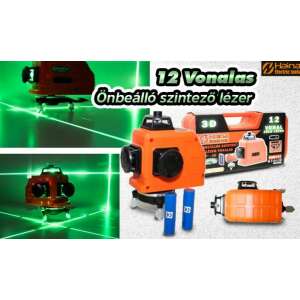 Haina HM6763 Samonivelačný laserový nivelátor 12 línií zelený 3D -360° s 2 batériami - Laserové hladinomery