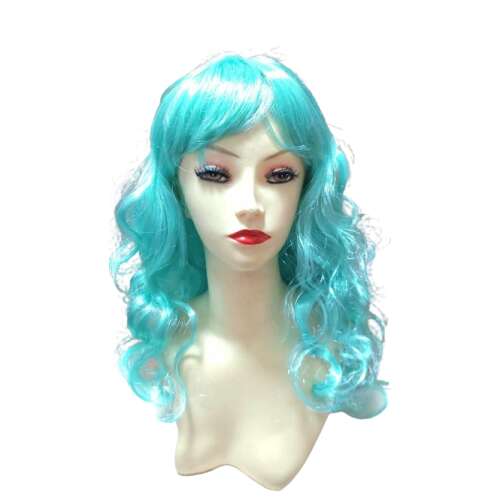 TÜRKÍZ-KÉKES-ZÖLD HOSSZÚ hullámos buli paróka 55cm 91732197 - Paróka