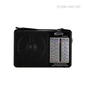 YUEGAN YG-607AC 5 Bands Radio with FM, AM, TV, SW1, SW2, black - Audio