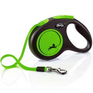 Flexi Neon zöld visszahúzható kutya póráz, S méret, 5 méter hosszú - Flexi