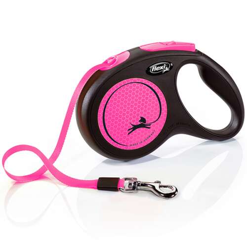 Flexi Neon visszahúzható kutya póráz, rózsaszín, M méret, 5 méter