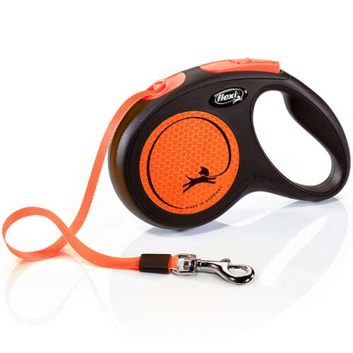 Flexi Neon lesă retractabilă pentru câini, portocaliu, mică, 5 metri