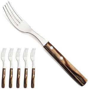 Tramontina Churrasco Steak Forks Set of 6 with Wood Handles - Cutlery