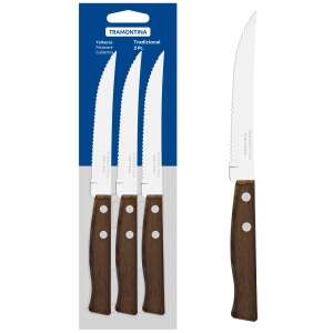 Tramontina Tradicional Steak és gyümölcskés rozsdamentes - fa nyél 3db-os bliszter Default Title