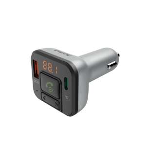 HAMA Bluetooth FM transmitter with handsfree function, car charger, MP3 player, SD card reader, QC 3.0, PD, silver/black - Transmitter