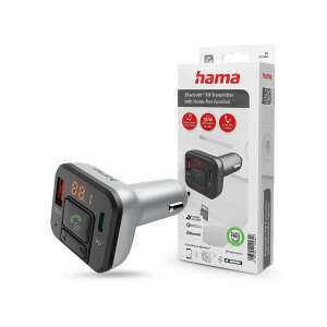 HAMA Bluetooth FM-vysielač/nabíjačka do zapaľovača - USB +Type-C + MP3 + čítačka kariet + PD + QC 3.0 - strieborná/čierna 91779134