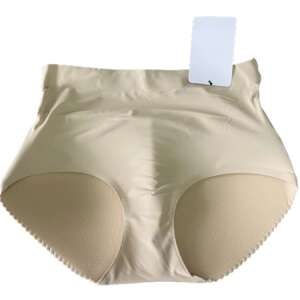 Bézs magasított derekú push-up bugyi párnázott fenékkel, L méret - Push