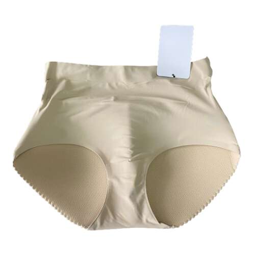 Magasított derekú bézs push up bugyi, S/M méret
