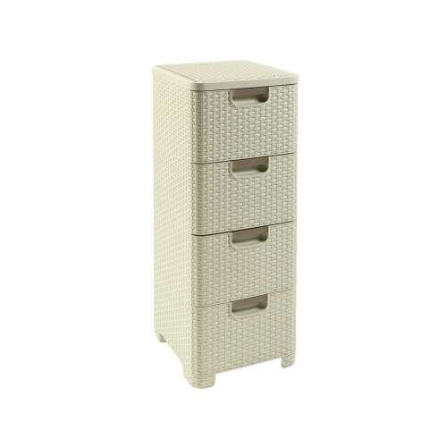 Dulap cu 4 sertare Curver Style Rattan, crem