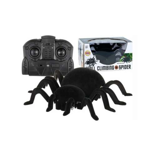 RC Tarantula Pók, fekete távirányítós pók játék, falra mászó pók, valósághű pók játék, szórakozás gyerekeknek