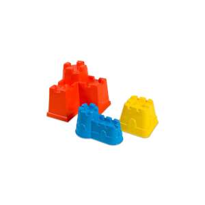 Vár alakú homokozó forma szett, 3 darab, piros, sárga, kék, gyerekeknek - Szabadtéri játék és felszerelés