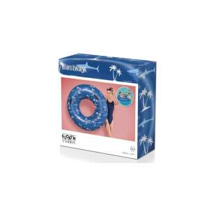 Bestway 119 cm-es kék felfújható úszógumi cápa és pálmafa mintával - Gyerek úszógumi