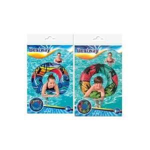 Bestway 91 cm-es színes felfújható úszógumi kapaszkodókkal, pálmafás és hullámos mintával, gyerekeknek és felnőtteknek - Gyerek úszógumi
