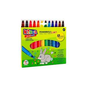 Kidea 2 az 1-ben kimosható vastag színes filctollak és nyomdák, 12 szín - Filctoll