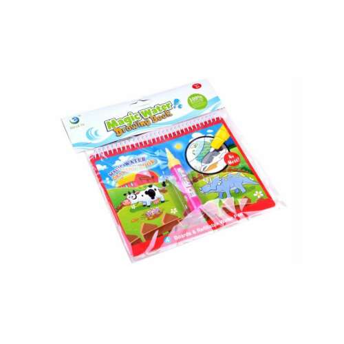 Vízzel festő füzet állatokkal, 4 oldal, vízzel tölthető tollal, gyerekeknek
