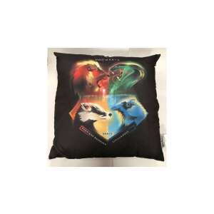 Harry Potter Roxfort házak címeres párna, fekete poliészter párna Gryffindor, Slytherin, Hufflepuff és Ravenclaw címerrel - Díszpárna