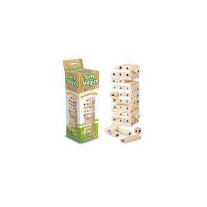 Jenga játék dobókockával, fa blokkok szimbólumokkal, Torre Magica in legno - Jenga