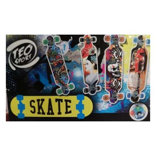 Téo Sport 80 cm-es longboard LED kerekekkel, 4 minta közül választható: sárkány, gésa, koponya és autó